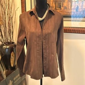 Brown button down shirt women’s size M